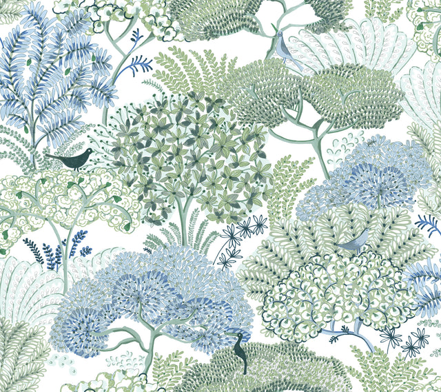 York Wallcoverings PSW1697RL Everbloom Forest Green Botanica