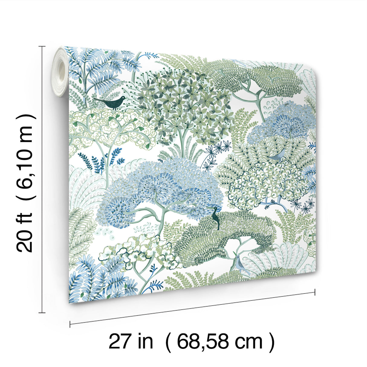 York Wallcoverings PSW1697RL Everbloom Forest Green Botanica