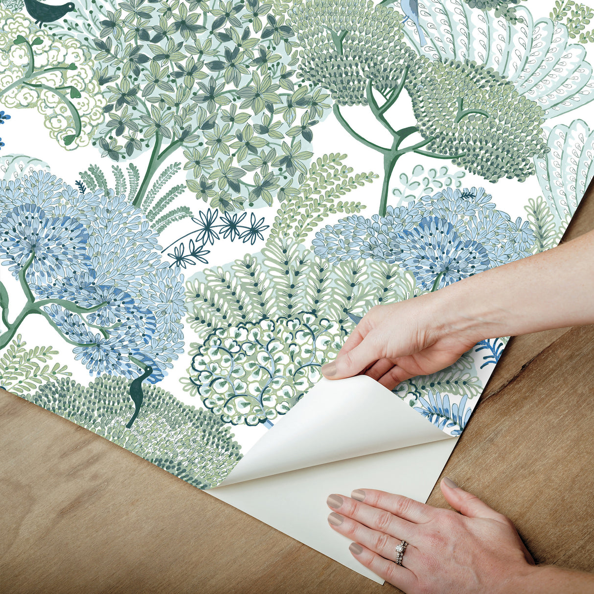York Wallcoverings PSW1697RL Everbloom Forest Green Botanica