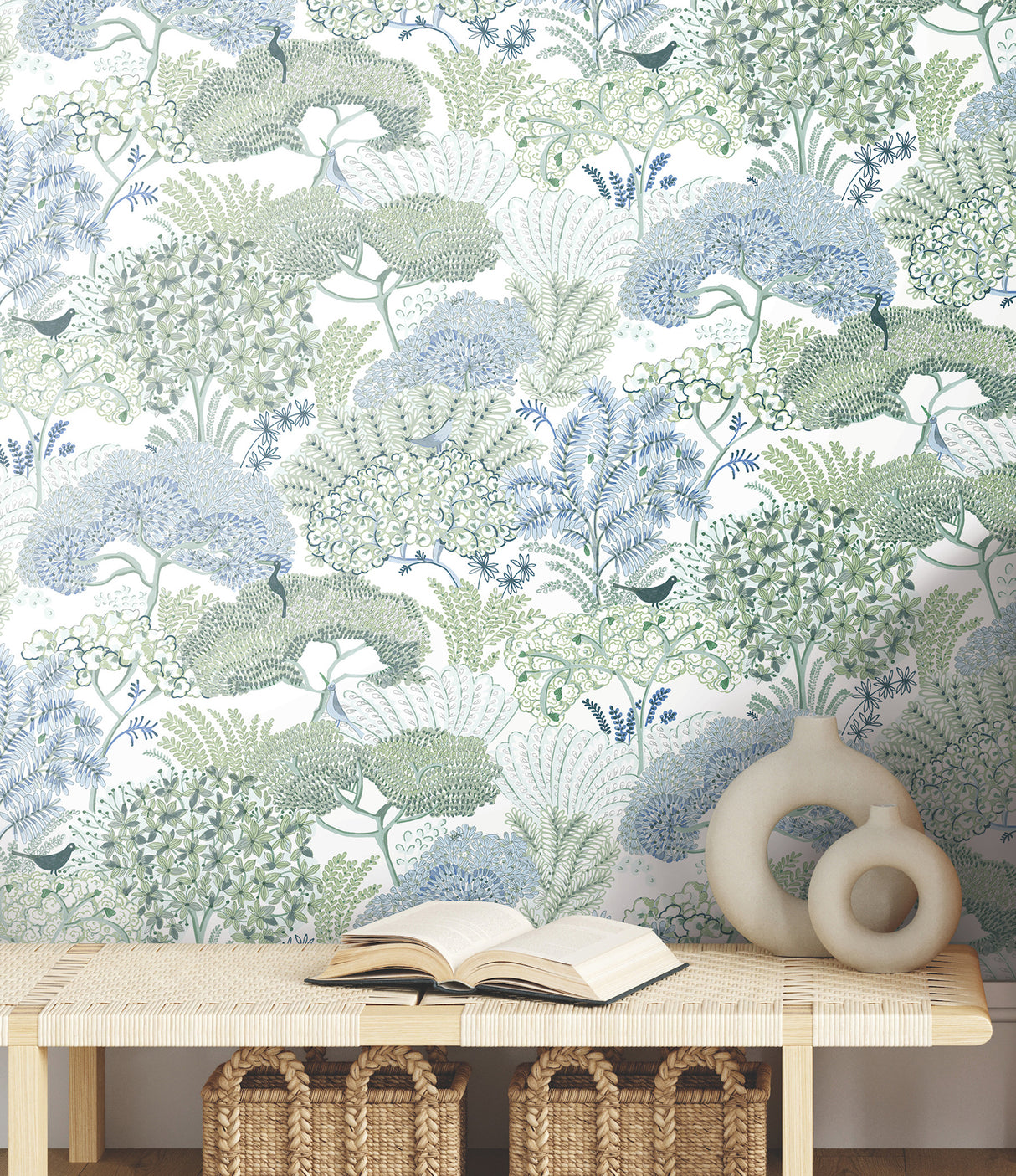 York Wallcoverings PSW1697RL Everbloom Forest Green Botanica