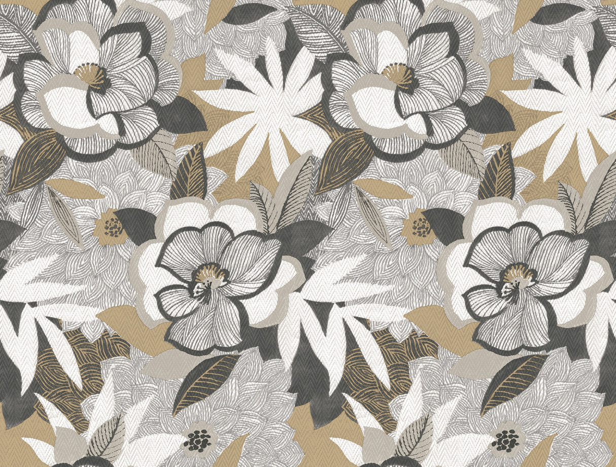 York Wallcoverings PSW1698RL Fantasium Black Floral Peel + S
