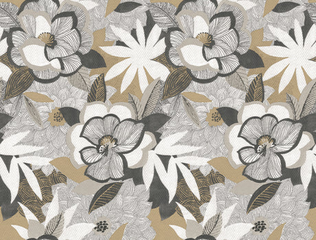 York Wallcoverings PSW1698RL Fantasium Black Floral Peel + S