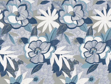 York Wallcoverings PSW1699RL Fantasium Blue Floral Peel + St
