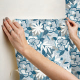 York Wallcoverings PSW1699RL Fantasium Blue Floral Peel + St