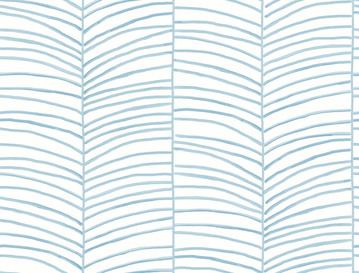 York Wallcoverings PSW1703RL Cascade Palm Blue Chic Tropics 