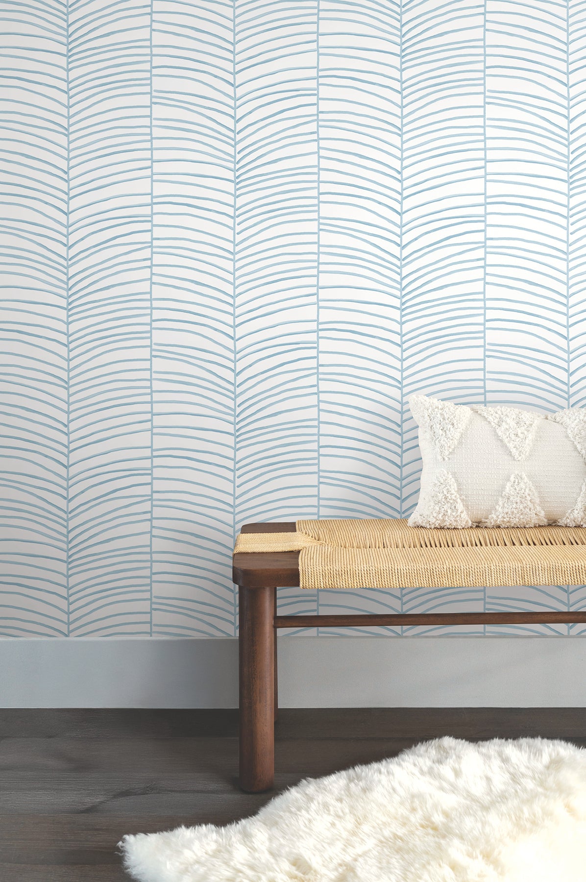 York Wallcoverings PSW1703RL Cascade Palm Blue Chic Tropics 