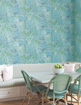 York Wallcoverings PSW1704RL Crown Canopy Blue Palm Peel + S