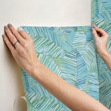York Wallcoverings PSW1704RL Crown Canopy Blue Palm Peel + S
