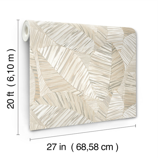 York Wallcoverings PSW1705RL Crown Canopy Neutral Palm Peel 