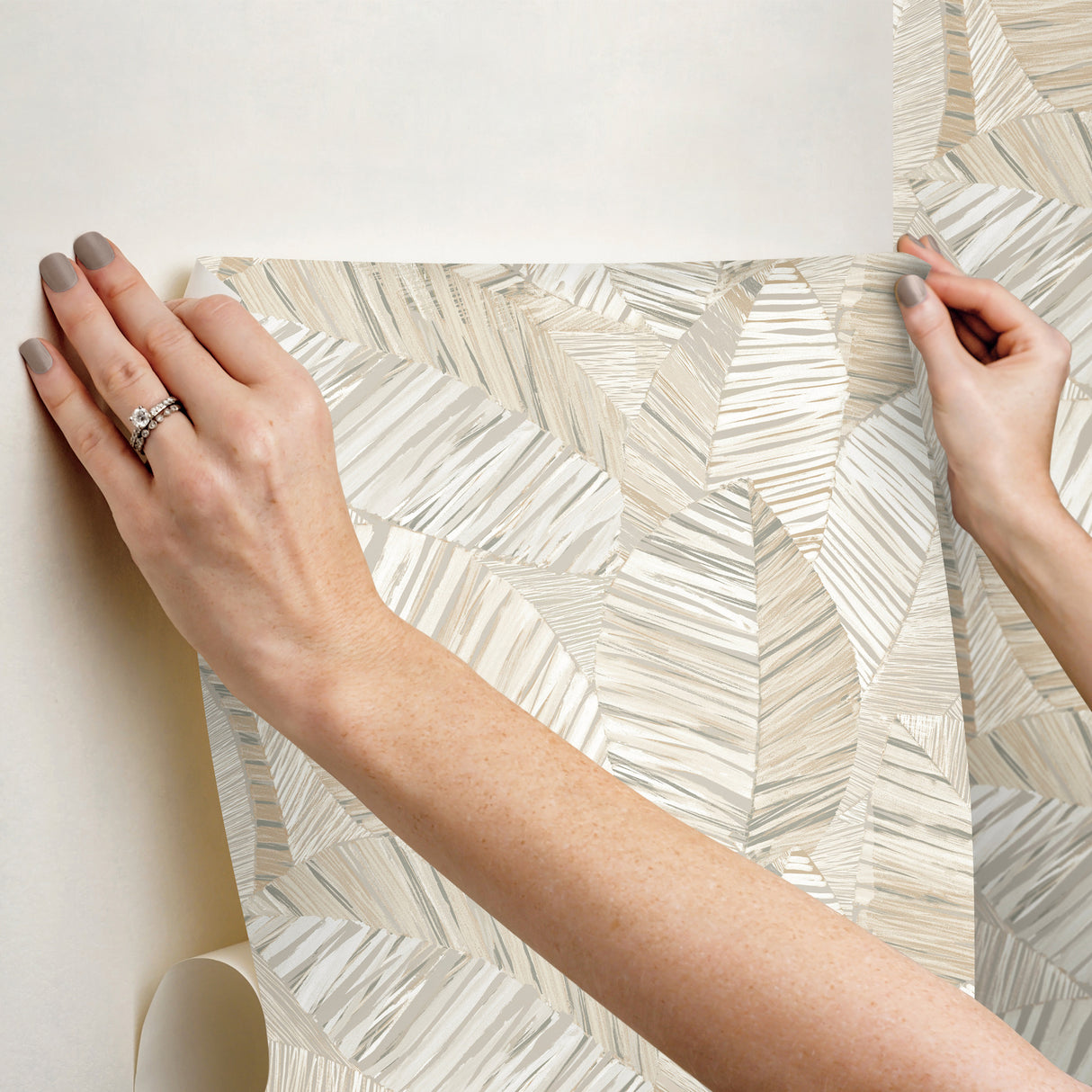 York Wallcoverings PSW1705RL Crown Canopy Neutral Palm Peel 