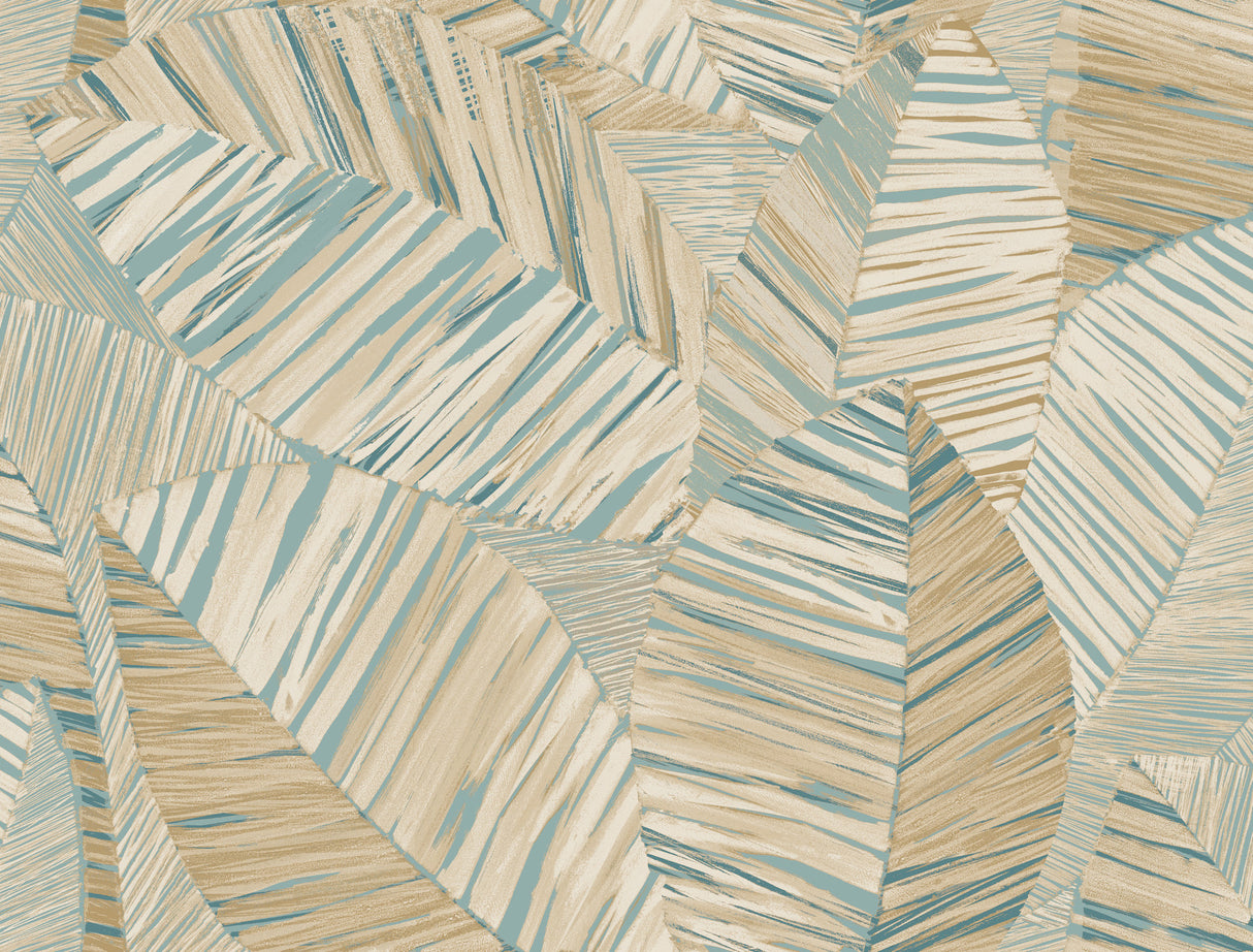 York Wallcoverings PSW1706RL Crown Canopy Teal Palm Peel + S