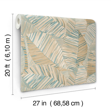 York Wallcoverings PSW1706RL Crown Canopy Teal Palm Peel + S