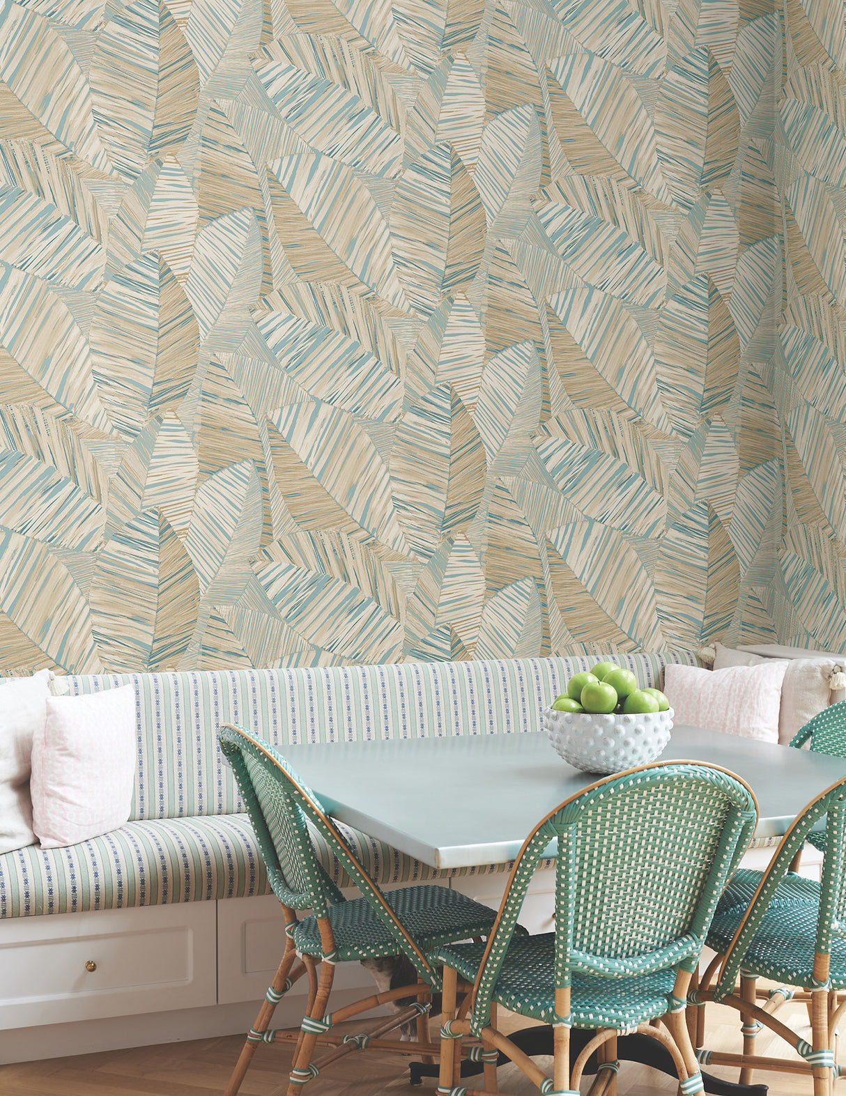 York Wallcoverings PSW1706RL Crown Canopy Teal Palm Peel + S