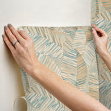 York Wallcoverings PSW1706RL Crown Canopy Teal Palm Peel + S