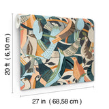 York Wallcoverings PSW1707RL Fauvist Flock Coral Abstract Pe