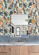 York Wallcoverings PSW1707RL Fauvist Flock Coral Abstract Pe