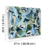 York Wallcoverings PSW1708RL Fauvist Flock Green Abstract Pe