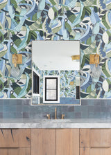 York Wallcoverings PSW1708RL Fauvist Flock Green Abstract Pe