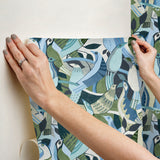 York Wallcoverings PSW1708RL Fauvist Flock Green Abstract Pe