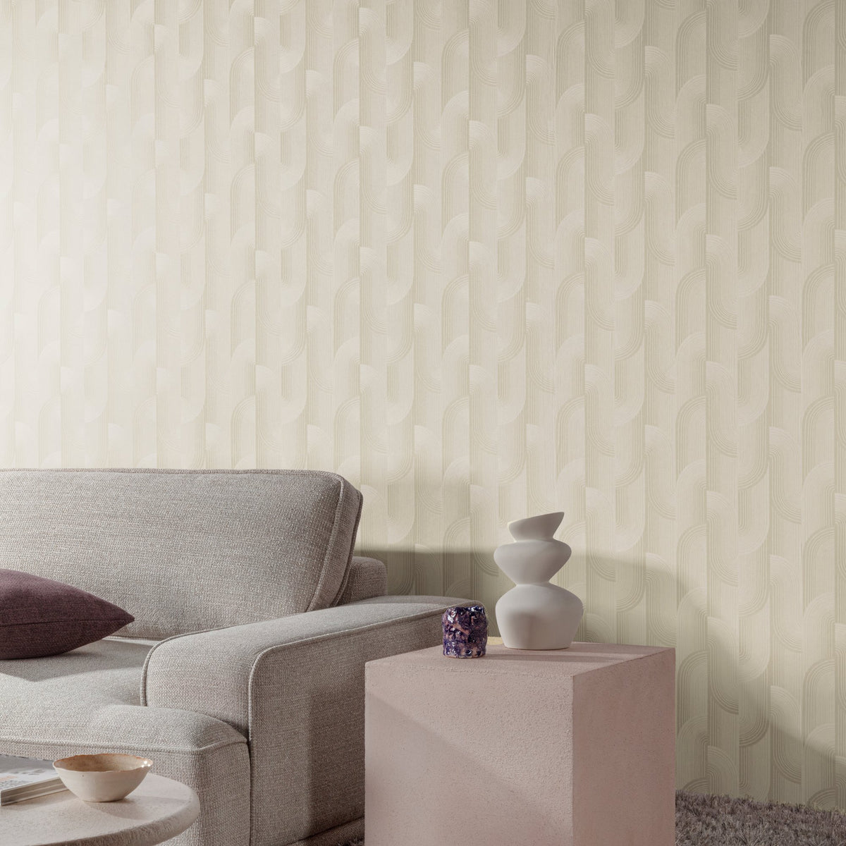 Galerie Precious Weaves Geometric All-over Beige Wallpaper P