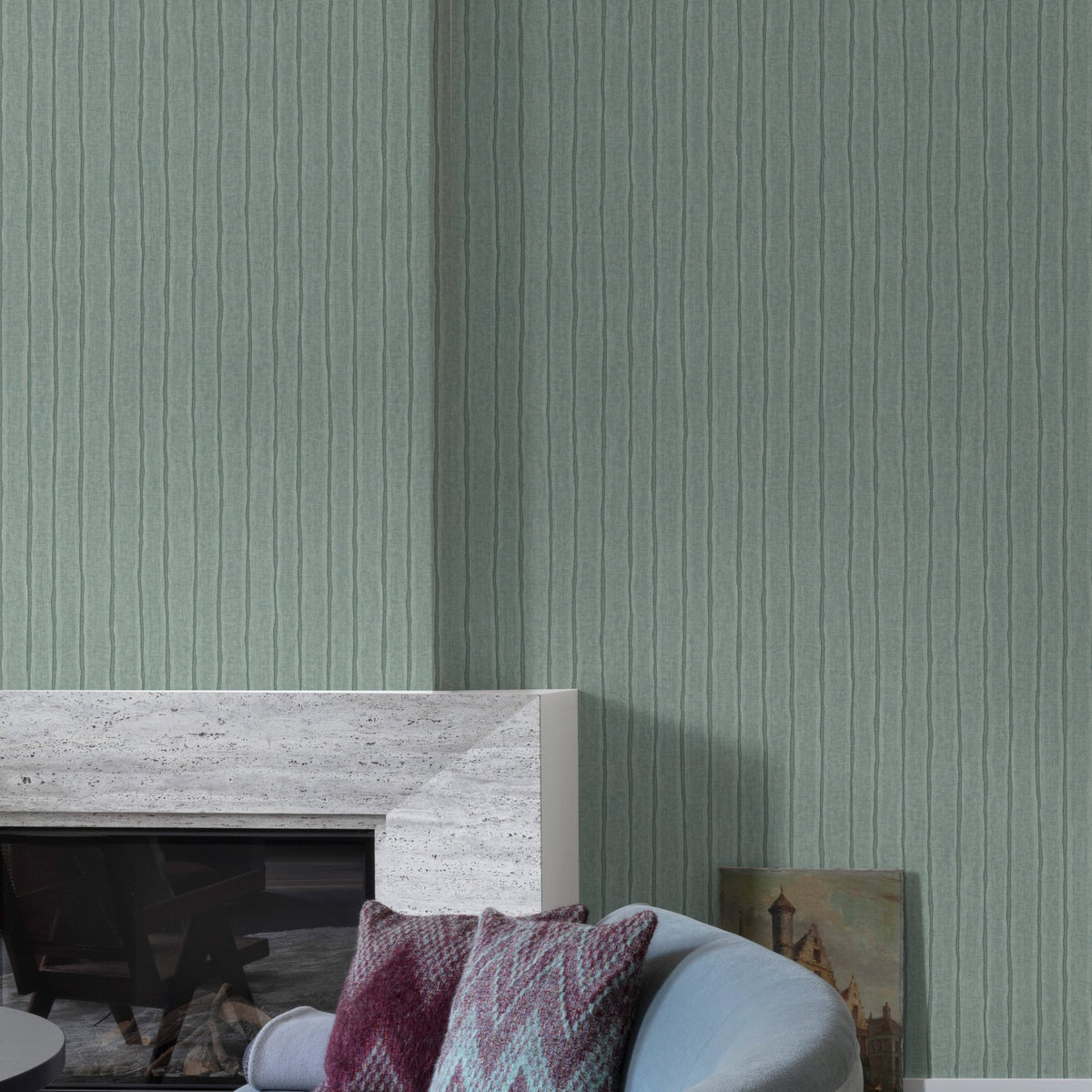 Galerie Precious Weaves Irregular Stripes Blue Wallpaper PW4