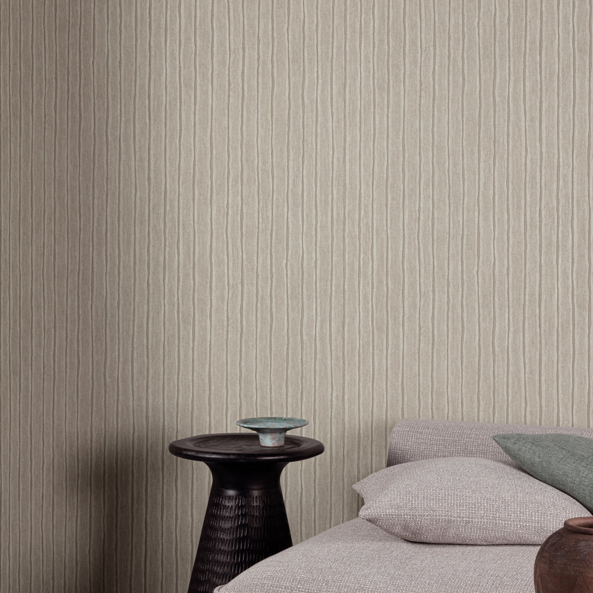 Galerie Precious Weaves Irregular Stripes Brown Wallpaper PW