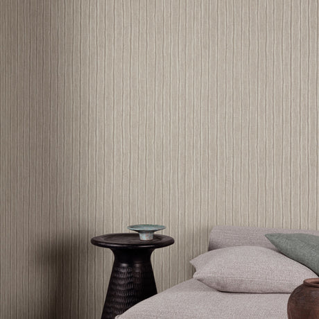 Galerie Precious Weaves Irregular Stripes Brown Wallpaper PW