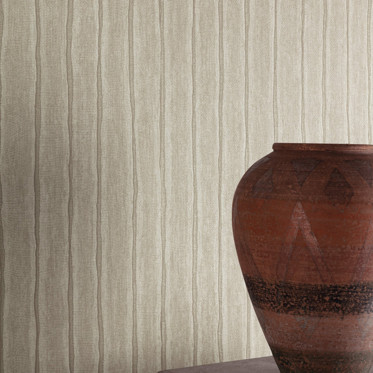 Galerie Precious Weaves Irregular Stripes Brown Wallpaper PW