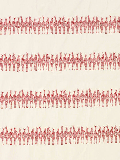 Scalamandre PZ 00028691 RED ZEBRAS ON PARADE Fabric - Eade's Wallpaper