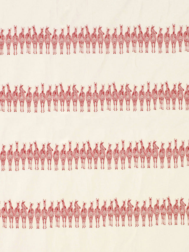 Scalamandre PZ 00028691 RED ZEBRAS ON PARADE Fabric - Eade's Wallpaper