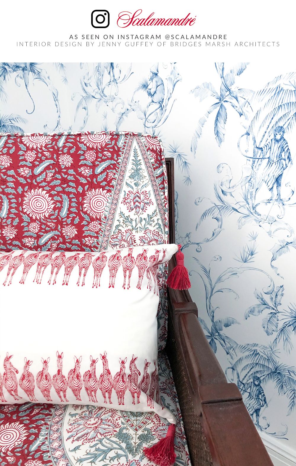 Scalamandre PZ 00028691 RED ZEBRAS ON PARADE Fabric - Eade's Wallpaper