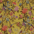 G P & J BAKER R1355.1.0 HYDRANGEA BIRD MUSTARD/MAUVE Fabric - Eade's Wallpaper