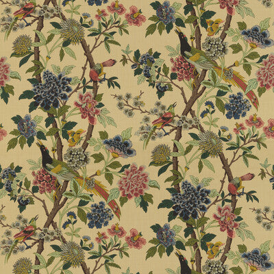 G P & J BAKER R1355.3.0 HYDRANGEA BIRD ROSE/BISCUIT Fabric - Eade's Wallpaper