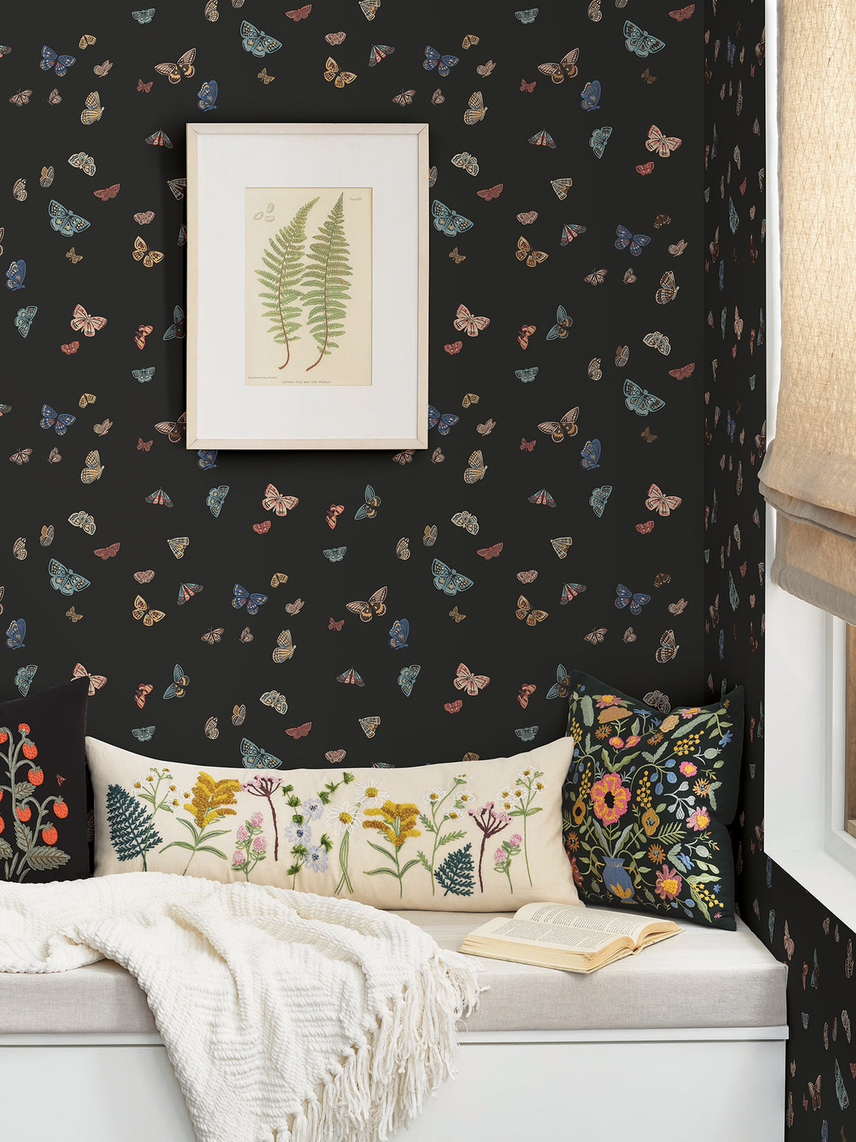 Rifle Paper Co. RF7413 Butterfly House Black Wallpaper