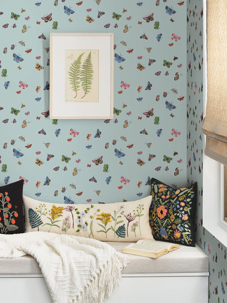 Rifle Paper Co. RF7414 Butterfly House Light Blue Wallpaper