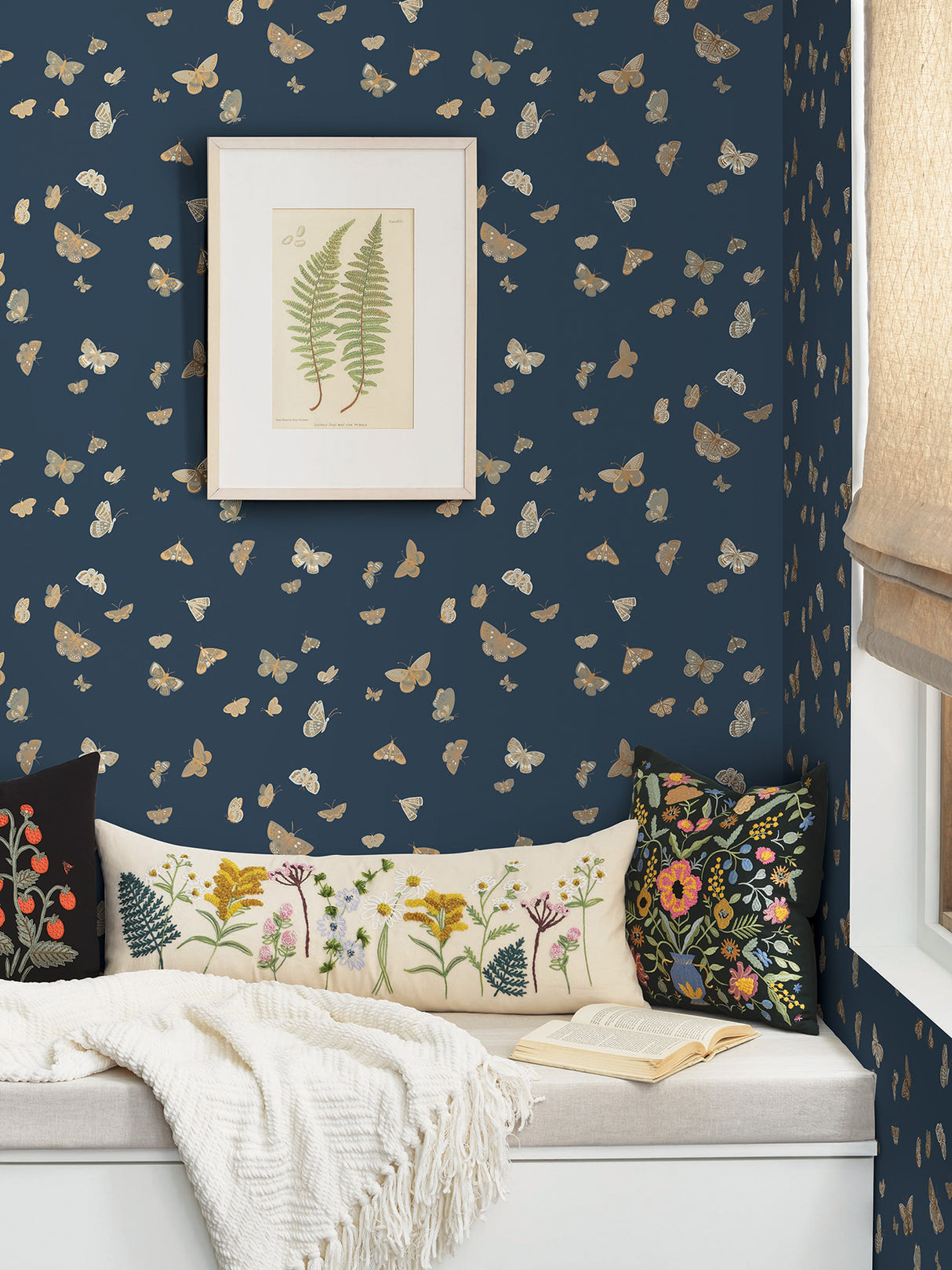 Rifle Paper Co. RF7415 Butterfly House Navy Wallpaper