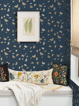 Rifle Paper Co. RF7415 Butterfly House Navy Wallpaper