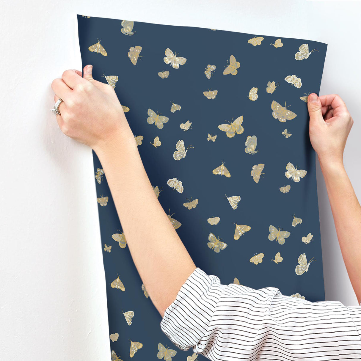 Rifle Paper Co. RF7415 Butterfly House Navy Wallpaper