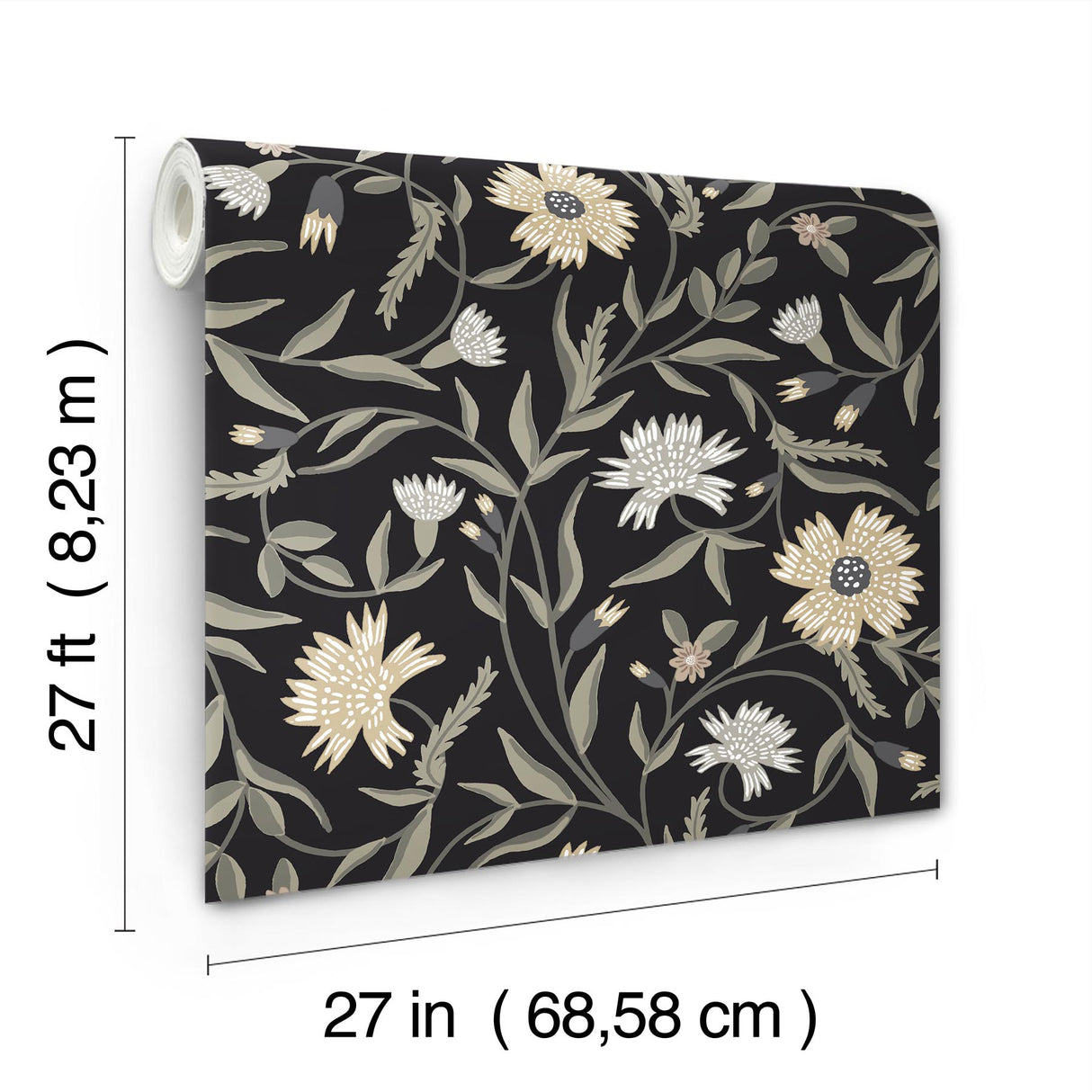 Rifle Paper Co. RF7434 Aster Black Wallpaper