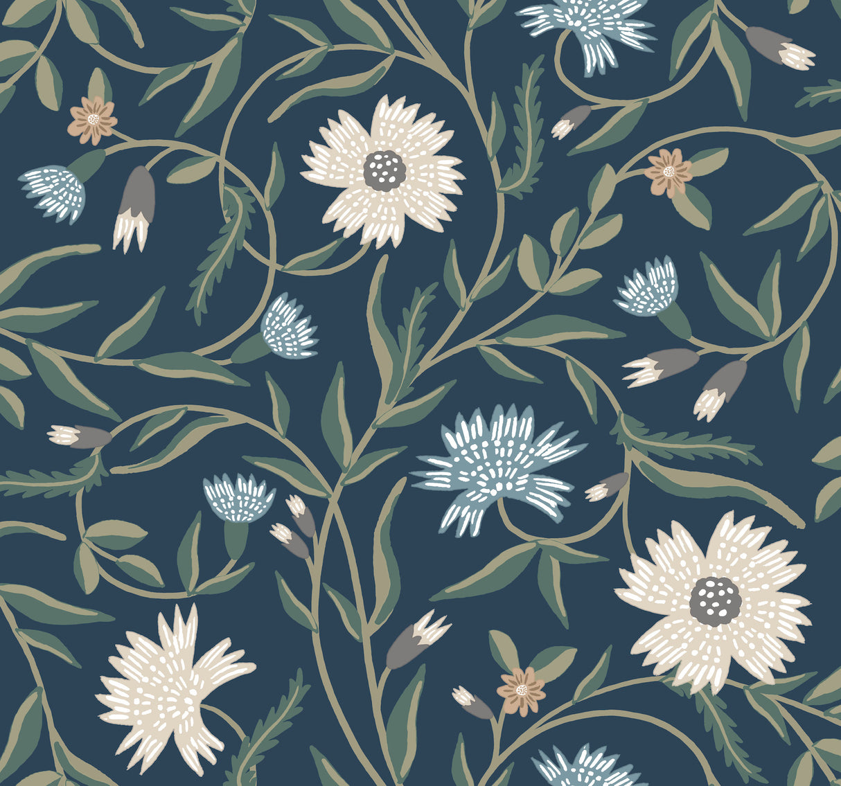 Rifle Paper Co. RF7435 Aster Navy Wallpaper
