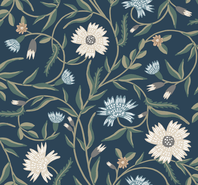 Rifle Paper Co. RF7435 Aster Navy Wallpaper
