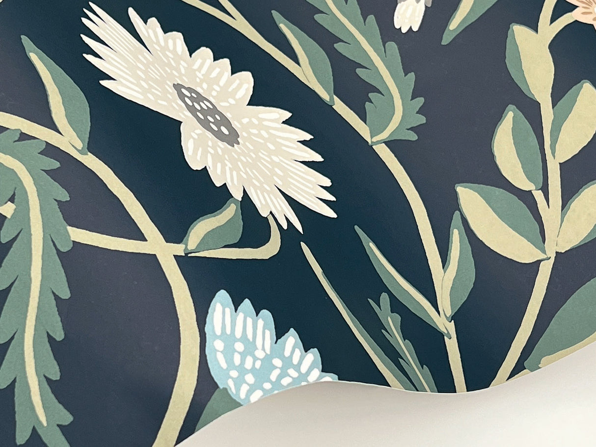 Rifle Paper Co. RF7435 Aster Navy Wallpaper