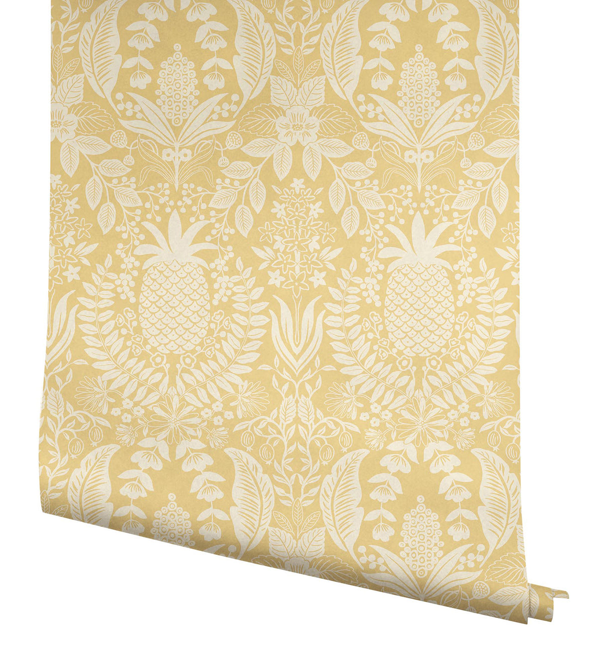 Rifle Paper Co. RF7481 Pineapple Damask Yellow Wallpaper