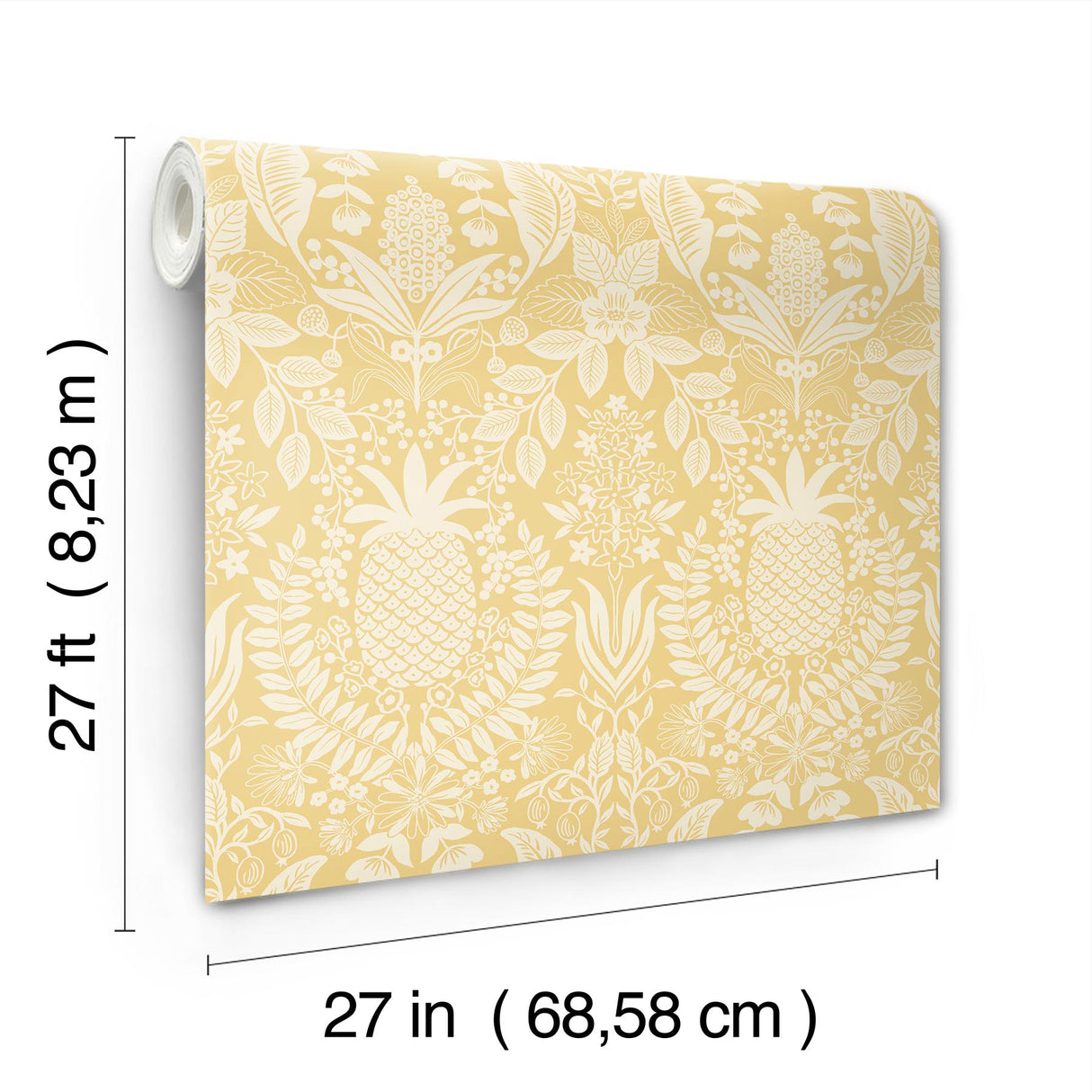 Rifle Paper Co. RF7481 Pineapple Damask Yellow Wallpaper
