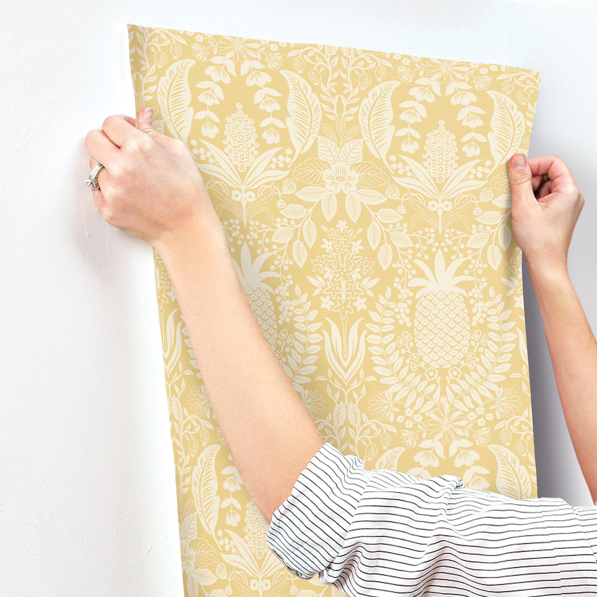 Rifle Paper Co. RF7481 Pineapple Damask Yellow Wallpaper