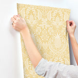 Rifle Paper Co. RF7481 Pineapple Damask Yellow Wallpaper