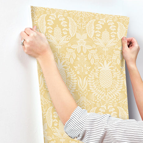 Rifle Paper Co. RF7481 Pineapple Damask Yellow Wallpaper