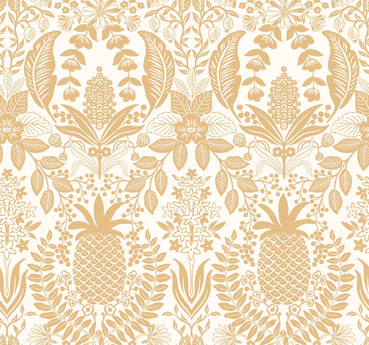 Rifle Paper Co. RF7482 Pineapple Damask Gold Wallpaper