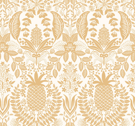 Rifle Paper Co. RF7482 Pineapple Damask Gold Wallpaper