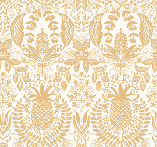 Rifle Paper Co. RF7482 Pineapple Damask Gold Wallpaper